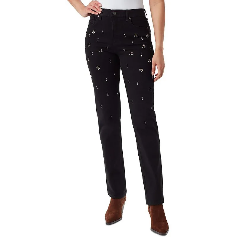 Fresh And Natural Gloria Vanderbilt Womens High Rise Embellished Ankle Jeans