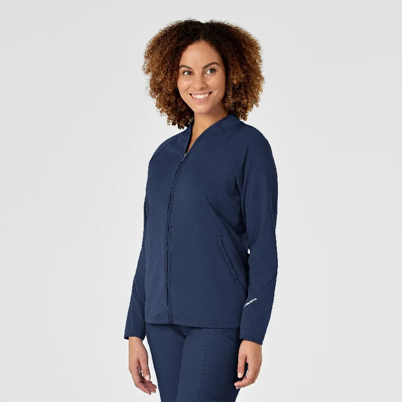 Noble And Elegant Women's Fleece Full Zip Jacket - Navy