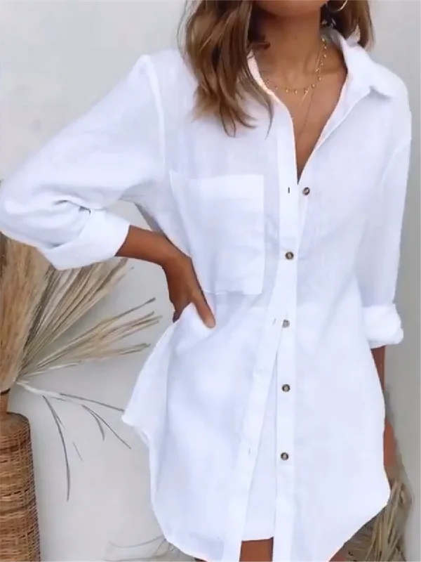 Fashion Must-have Plain Shirt Set with Pockets