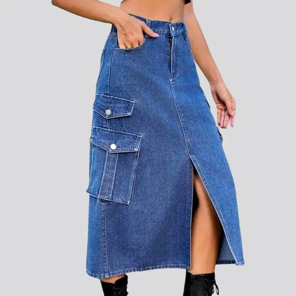 Multifunctional Style Front-slit long jeans
 for women