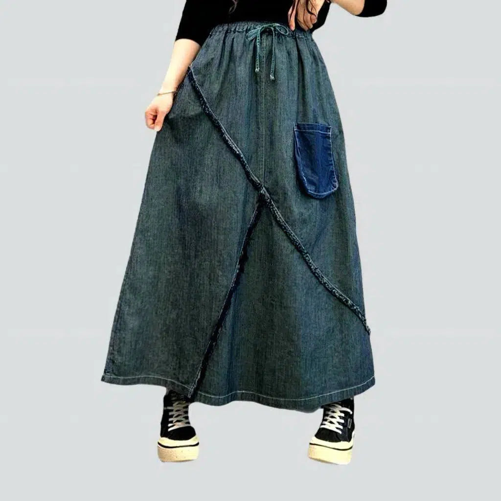 Sweet Style Long high-waist women's denim skirt