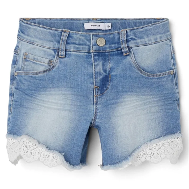 Embroidered Letters Name it Medium Blue Denim Salli Slim Denim Shorts Noos