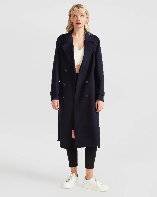 Fashion Must-have Front Runner Belted Coat - Navy