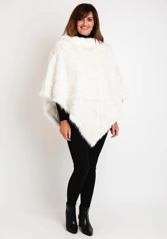 Comfortable And Casual Serafina Collection One Size Faux Fur Poncho, White