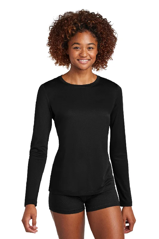 Personalized Series Sport-Tek Womens Posi-UV Pro Moisture Wicking Long Sleeve Crewneck T-Shirt - Black - New