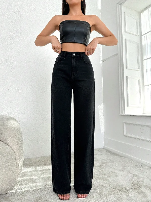 Versatile Items Blackish Super Rise Straight Leg Jeans