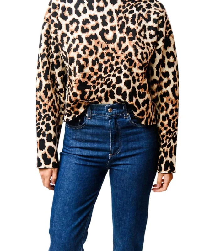 Fresh And Simple Leopard Sweatshirt In Brown/black