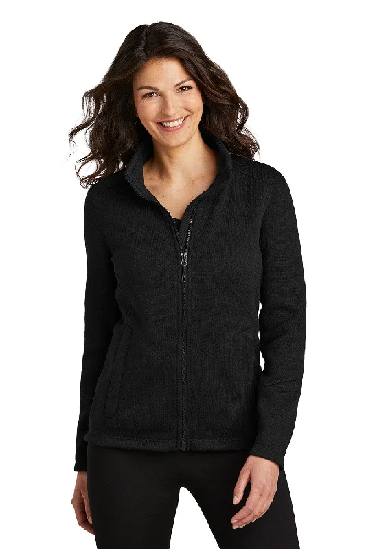 European And American Style Port Authority Womens Arc Pill Resistant Sweater Fleece Full Zip Jacket - Deep Black - New