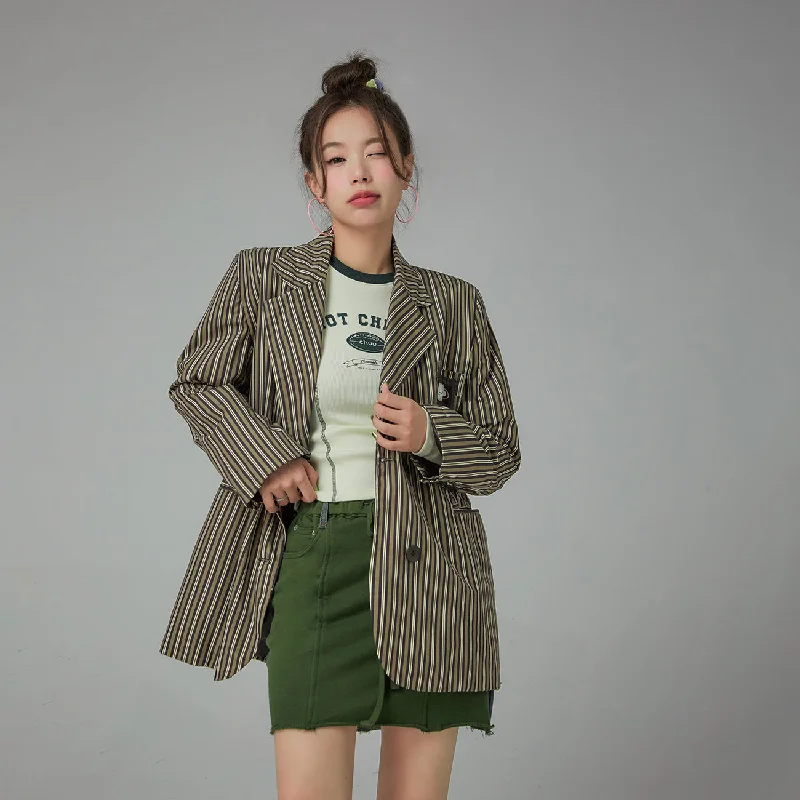 Spiritual Vitality Boss Girl Striped Suit Jacket