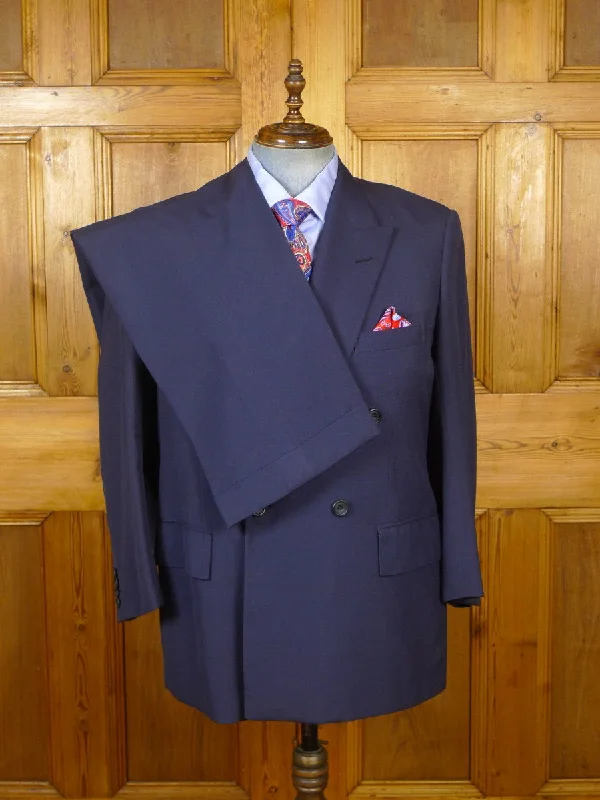 Fashionable Items 23/0014 vintage edward sexton savile row bespoke navy blue worsted & mohair d/b suit 43 short