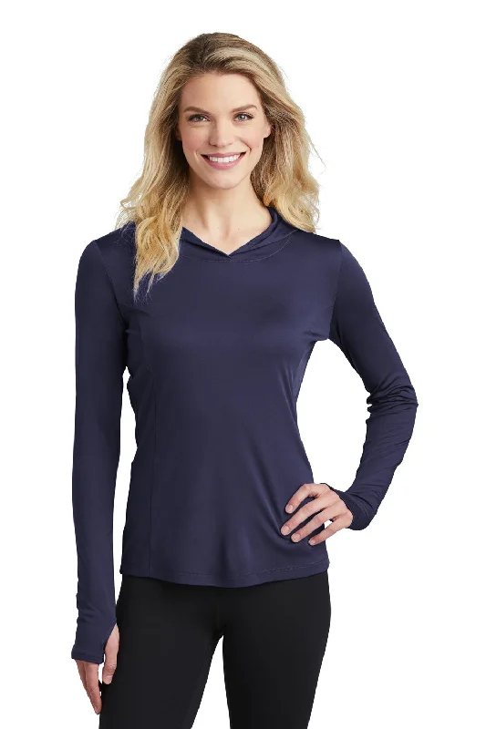 Modern City Sport-Tek Womens Competitor Moisture Wicking Long Sleeve Hooded T-Shirt Hoodie - True Navy Blue