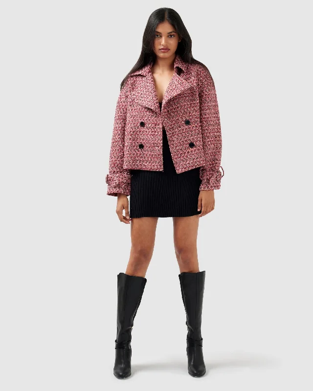 Youthful Street Fashion Power Over Me Tweed Jacket - Red