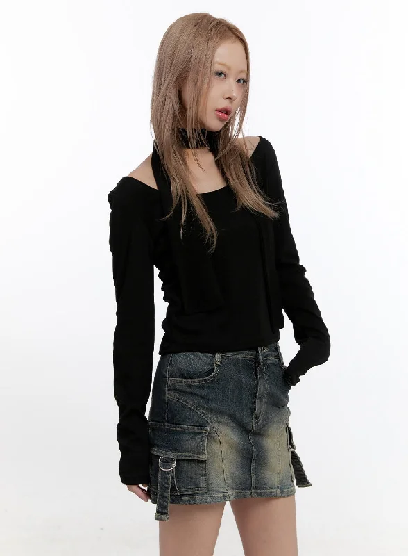 Slim Fit Solid Slim Fit Long Sleeve Top CN425