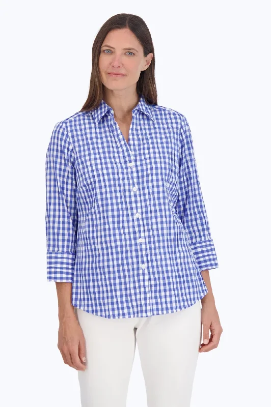 Exquisite Design Mary Crinkle Gingham Combo Shirt