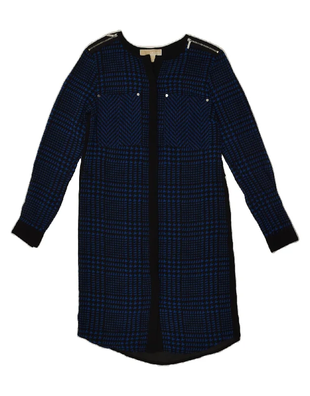 Elegant And Charming MICHAEL KORS Womens Shirt Dress UK 6 XS Blue Houndstooth