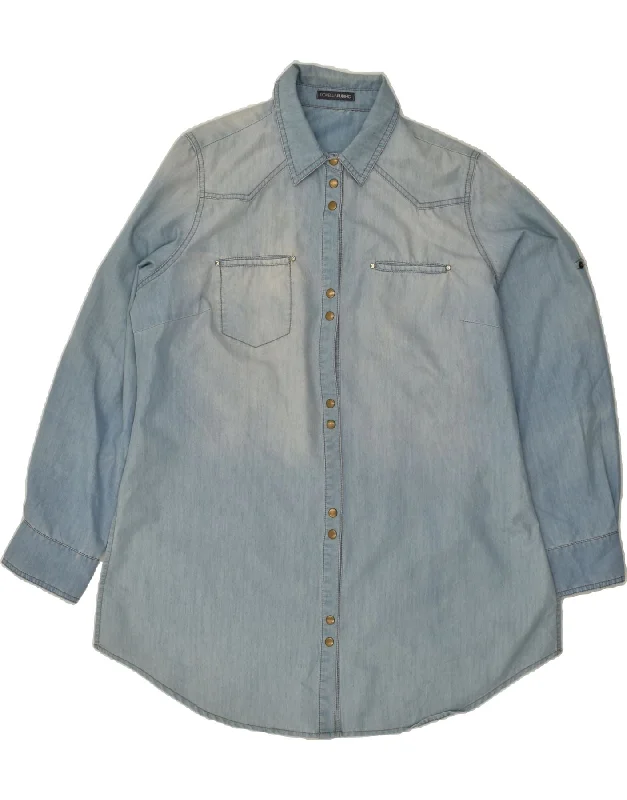 Spiritual Vitality FIORELLA RUBINO Womens Denim Shirt UK 16 Large Blue Cotton