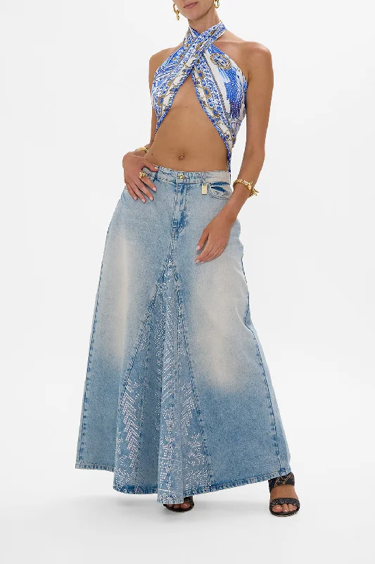 Lazy Home ALIKA OASIS ODYSSEY A-LINE MAXI SKIRT DENIM