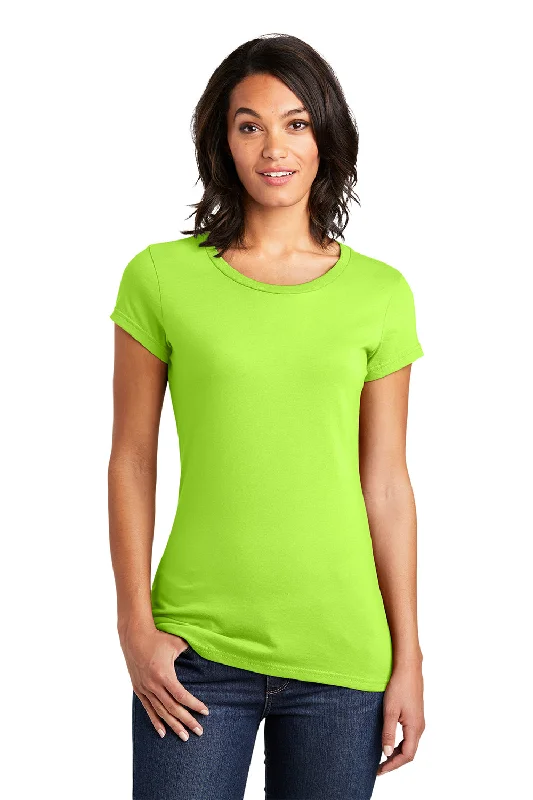 College Style District Womens Very Important Short Sleeve Crewneck T-Shirt - Lime Shock Green - Closeout