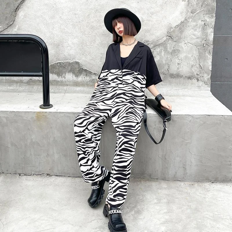 Sexy Fun Casual Zebra Print Summer Jumpsuits