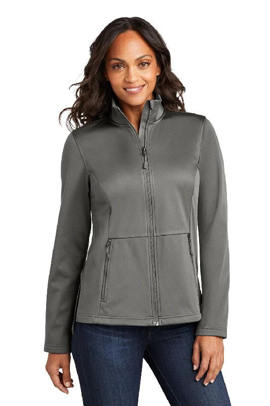 Elegant And Simple Port Authority Womens Water Resistant Flexshell Full Zip Jacket - Smoke Grey - New