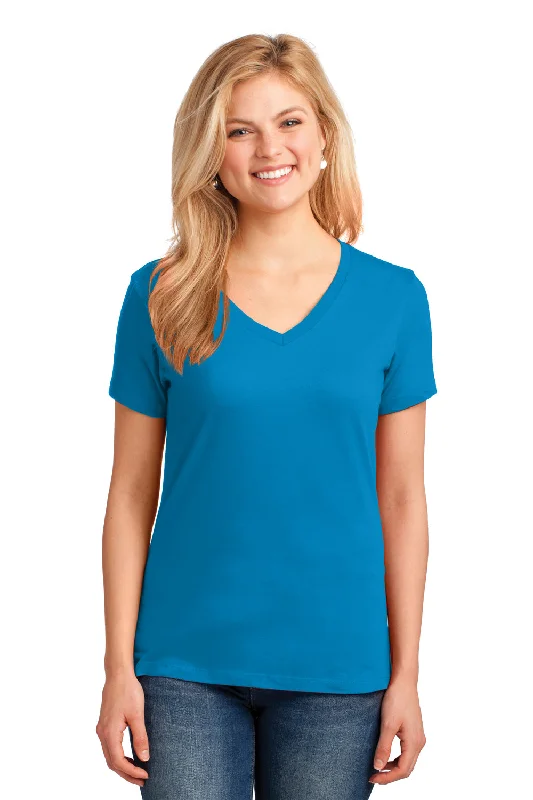 Street Charm Port & Company Womens Core Short Sleeve V-Neck T-Shirt - Sapphire Blue