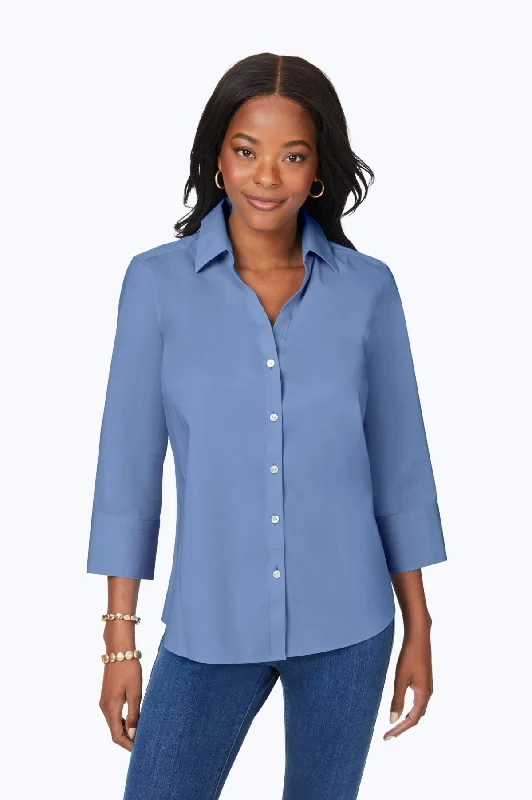 Must-have For Fashion Mary Stretch No Iron 3/4 Sleeve Shirt, Blue Denim