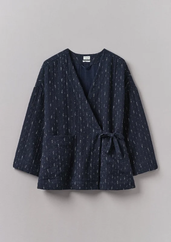 Spiritual Vitality Dobby Cotton Lounge Jacket | Indigo Blue