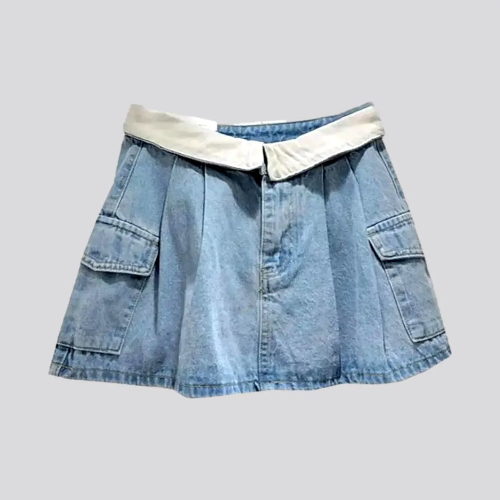 British Fashion Mid-waist denim skort
 for ladies