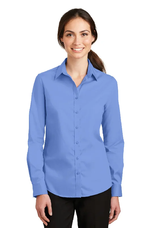 Stretch Design Port Authority Womens SuperPro Wrinkle Resistant Long Sleeve Button Down Shirt - Ultramarine Blue