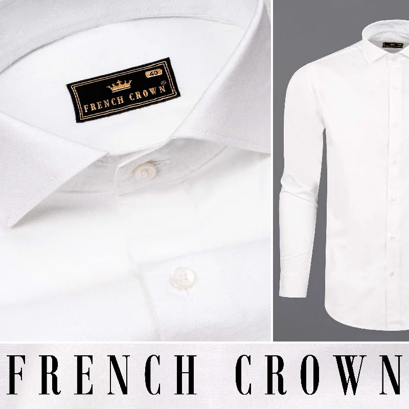 Playful Style Bright White Twill Premium Cotton Shirt