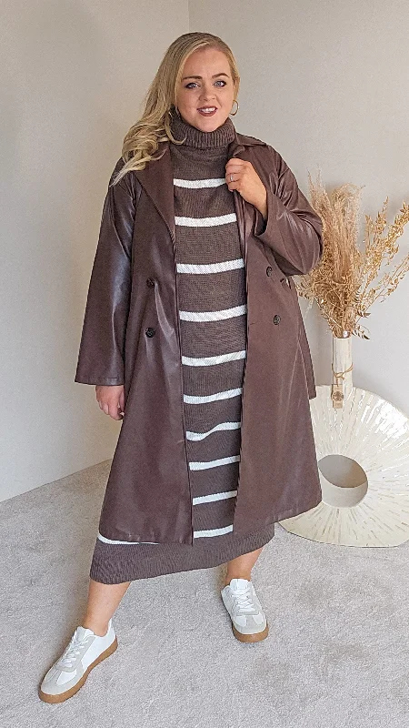 Body Design Lindsay Brown Pu Trenchcoat