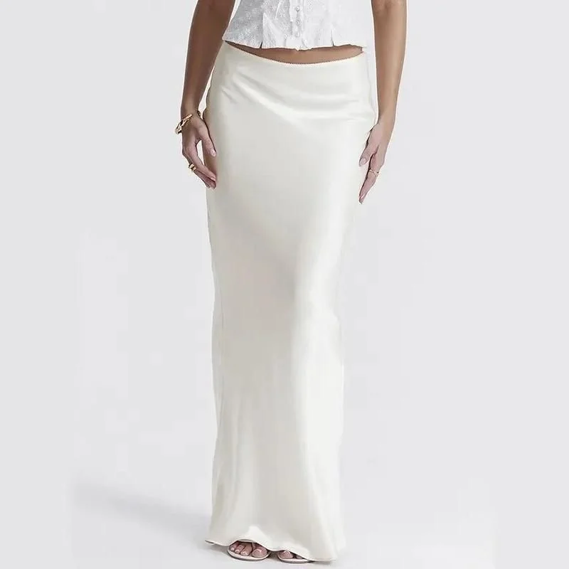 Elegant Wear Elegant High Waist Satin Maxi Skirt