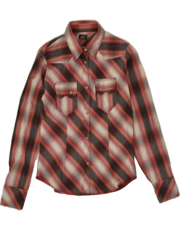 Exquisite Fabrics LEE Womens Shirt UK 12 Medium Red Check