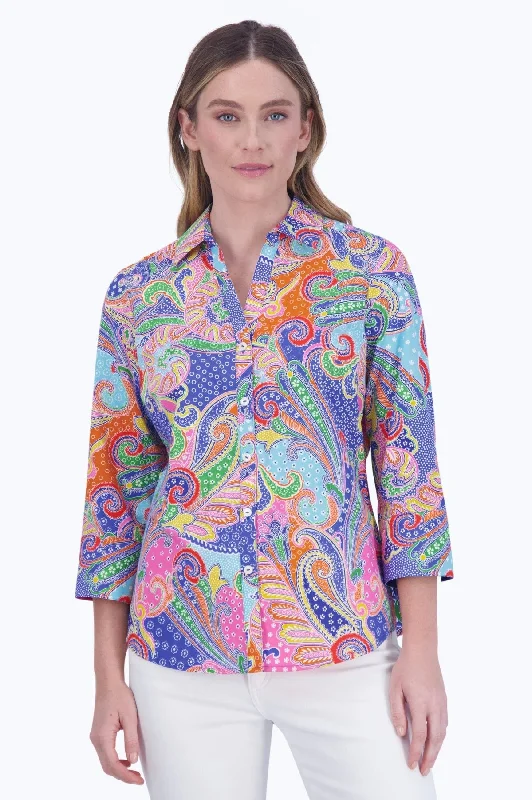 Free And Casual Mary No Iron Multicolor Paisley Shirt