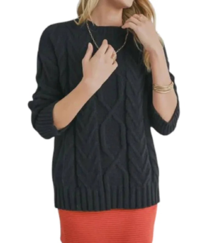 Eye-catching Personality Montana Cable Knit Sweater In Black