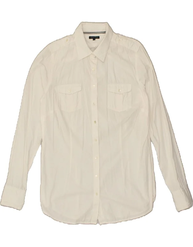 French Style TOMMY HILFIGER Womens Shirt US 12 Large White Cotton