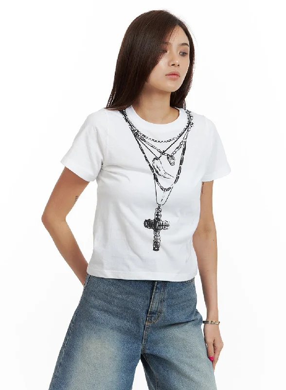 Carefree Style Cotton Graphic Crop Tee CU417