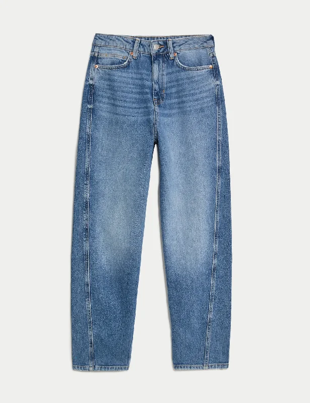 Elegant Temperament High Waisted Carrot Leg Ankle Grazer Jeans