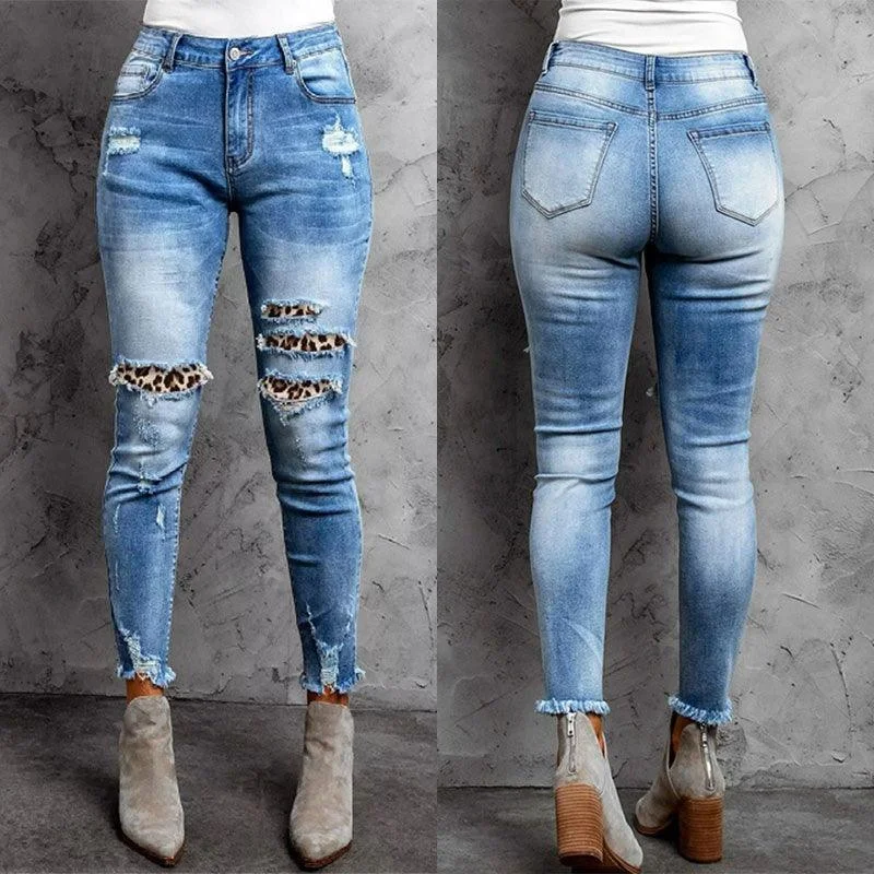 Sports Design Tassels Denim Trousers For Women