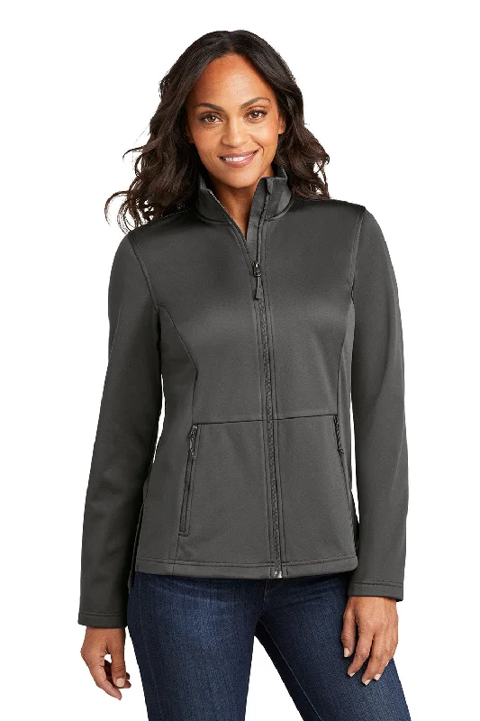 Outdoor Trend Port Authority Womens Water Resistant Flexshell Full Zip Jacket - Steel Grey - New