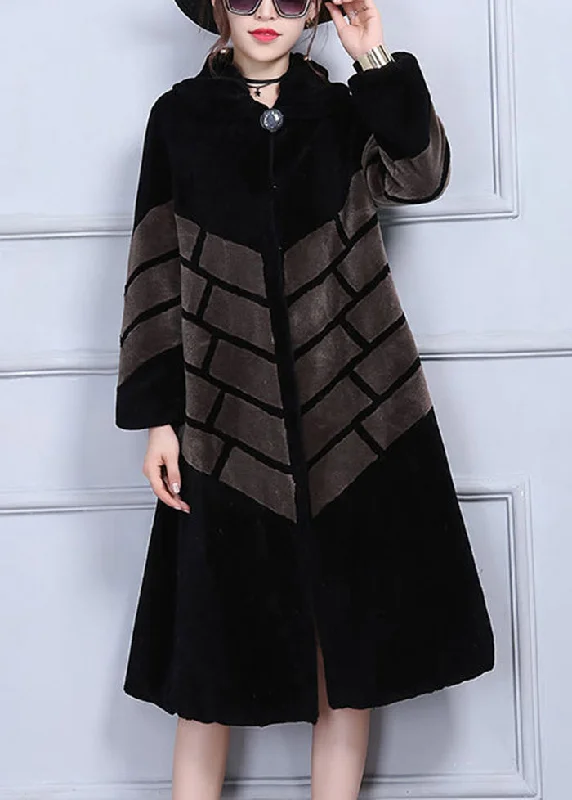 Sports Design Casual Chocolate Oversized Patchwork Wool Jackets Winter