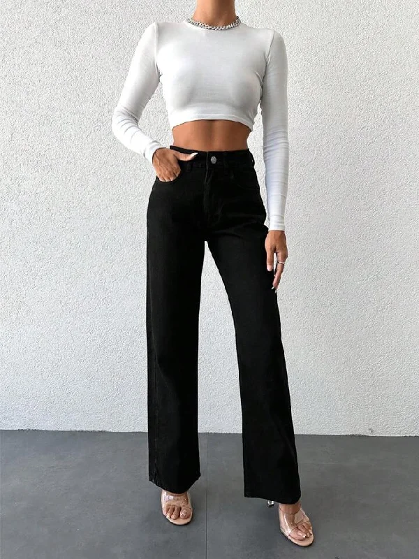 New Season Series Black Wide Leg High Rise Jeans