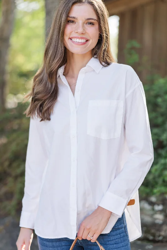 French Style Stay Close White Button Down Blouse