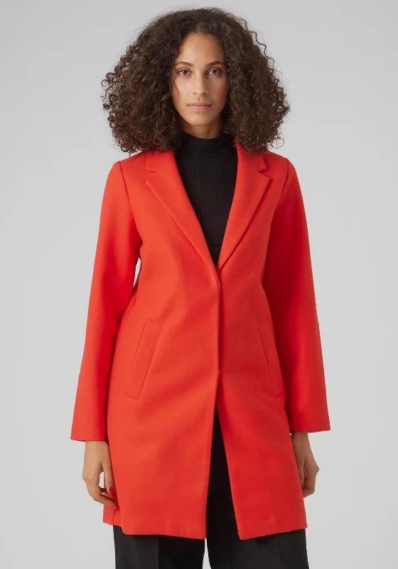 Advanced Customization Vero Moda Pop Faux Wool Coat, Tomato