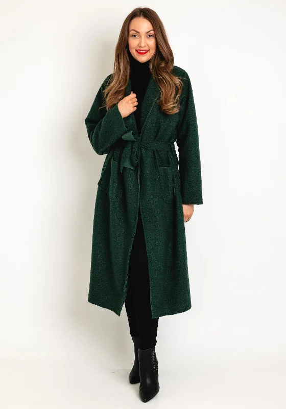 Stretch Design Serafina Collection One Size Long Sherpa Jacket, Bottle Green