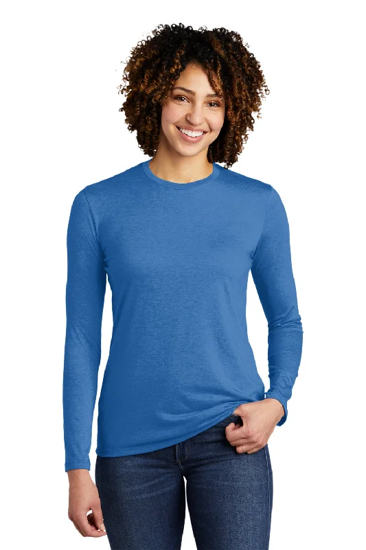 Minimalism Allmade Womens Long Sleeve Crewneck T-Shirt - Azure Blue