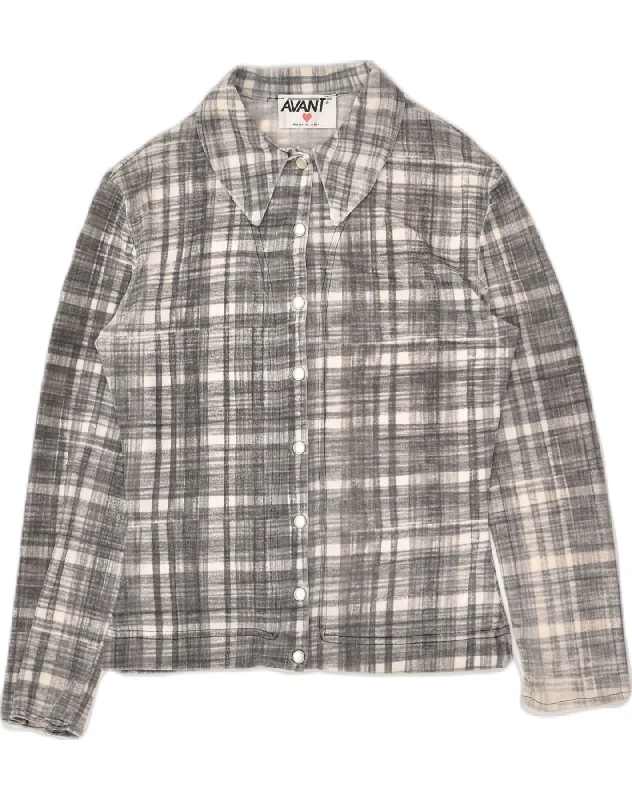 Fresh And Natural AVANT Womens Shirt UK 10 Small Grey Check Polyester