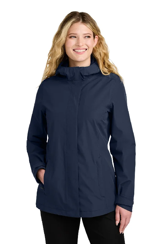 Fashion Selection Port Authority Womens C-FREE Water Resistant Full Zip Hooded Rain Jacket - True Navy Blue - New