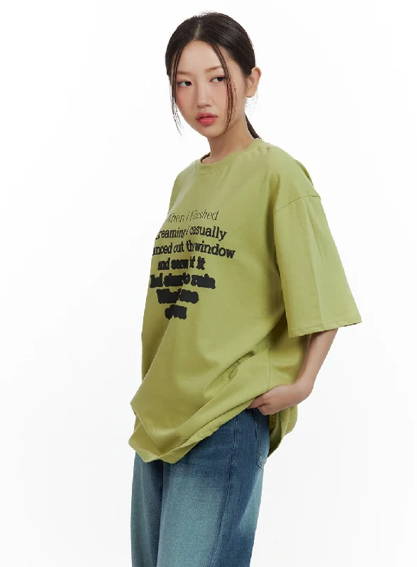 Fashion Selection Graphic Round Neck Oversized T-Shirt CU420