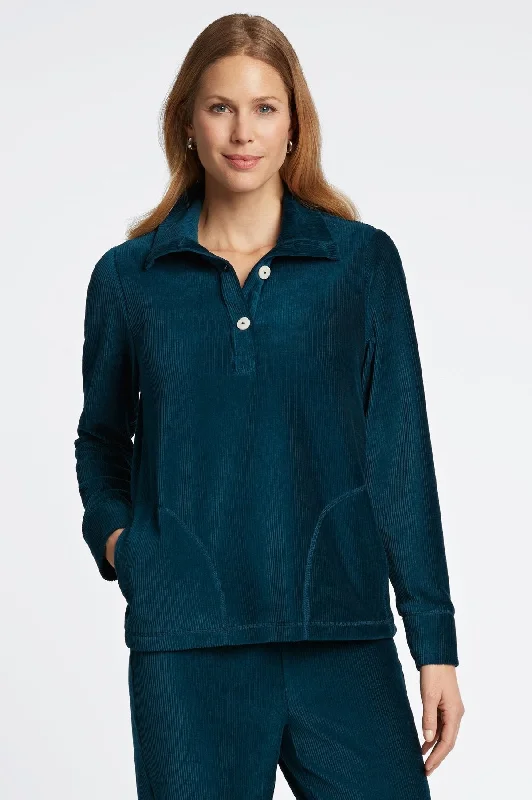 Stretch Design Sammy Long Sleeve Plush Cord Popover